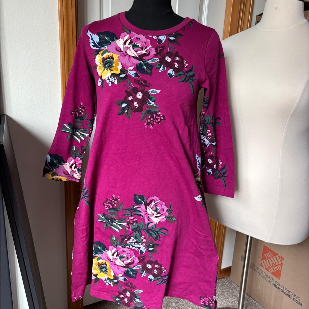 Joules Layla Print Berry Floral Jersey Dress